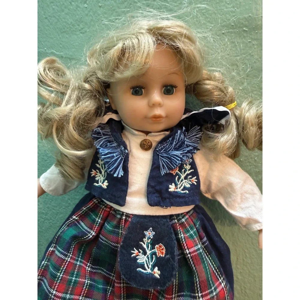 Vintage Schneider German Handcrafted Porcelain Doll In Traditional Dress Costume